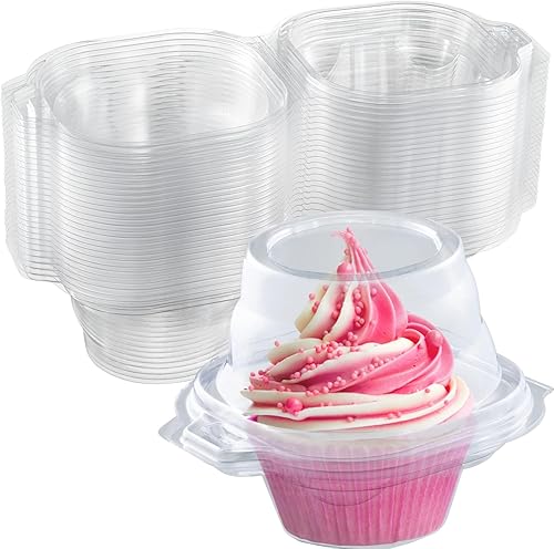 Miniatura 1 de Contenedores individuales para cupcakes (paquete de 200) | Cajas de plástico transparente desechables para cupcakes | Soporte individual para