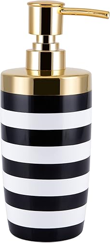 Miniatura 3 de Allure Home Creation Derby - Juego de accesorios de baño de cerámica de 3 piezas, color blanco y negro con acabado dorado metálico