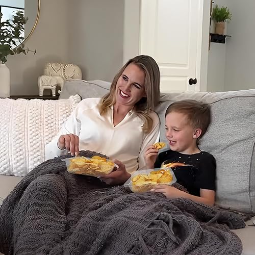 Miniatura 6 de 50 bandejas desechables para nachos, recipientes de plástico de 12 onzas con soporte para virutas y inmersiones, 6 x 5 pulgadas, 2 compartimentos,