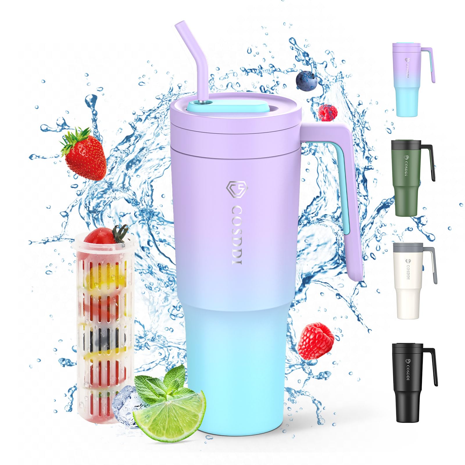 Soview Thermobecher 40oz Mit Strohhalm - Edelstahl Isolierbecher Für Heiße Und Kalte Getränke