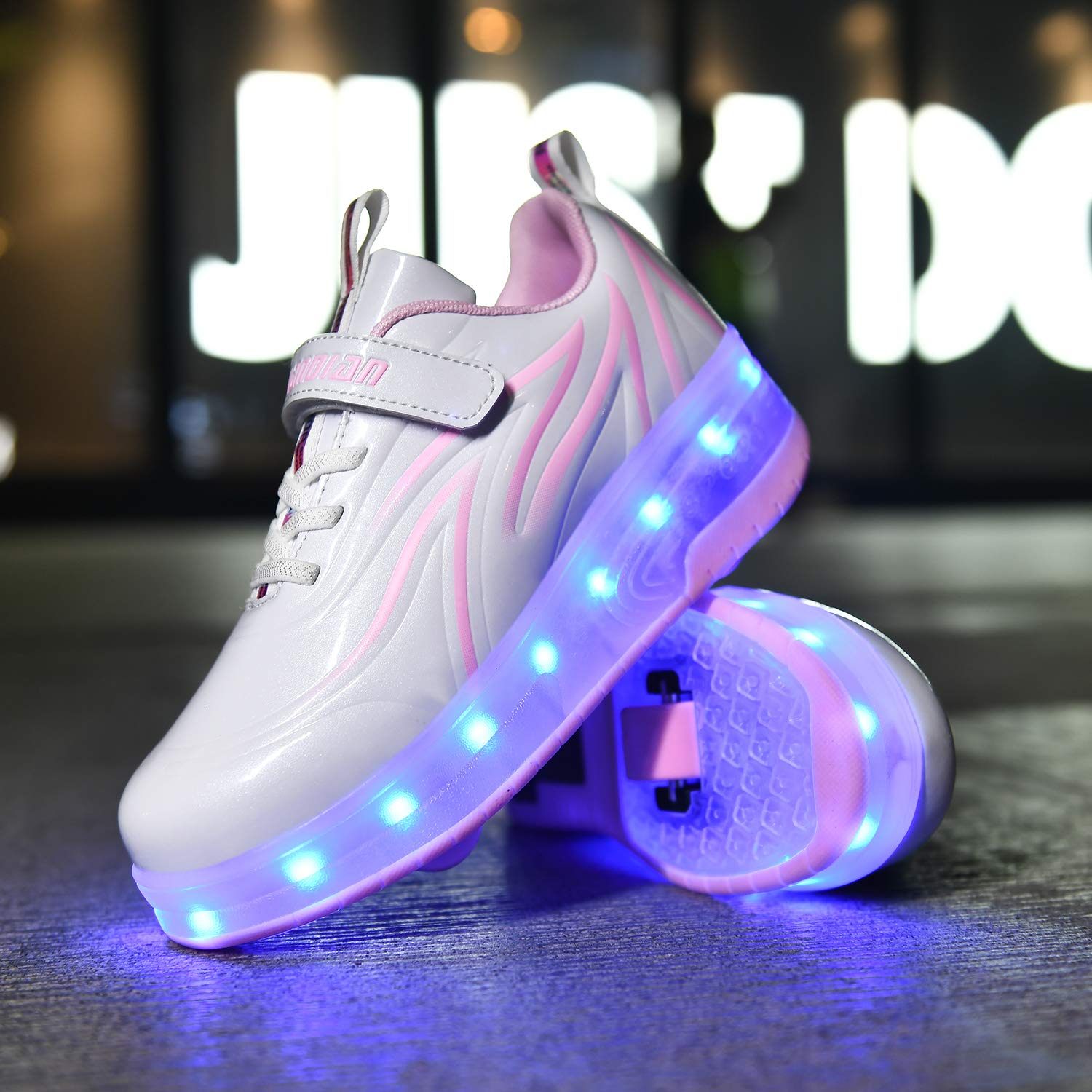 Zapatos con Ruedas Zapatillas con Dos Ruedas para niños y niña Led Luces Zapatillas con Ruedas Se Puede Bambas con Ruedas Carga con USB Automática Calzado de Skateboarding