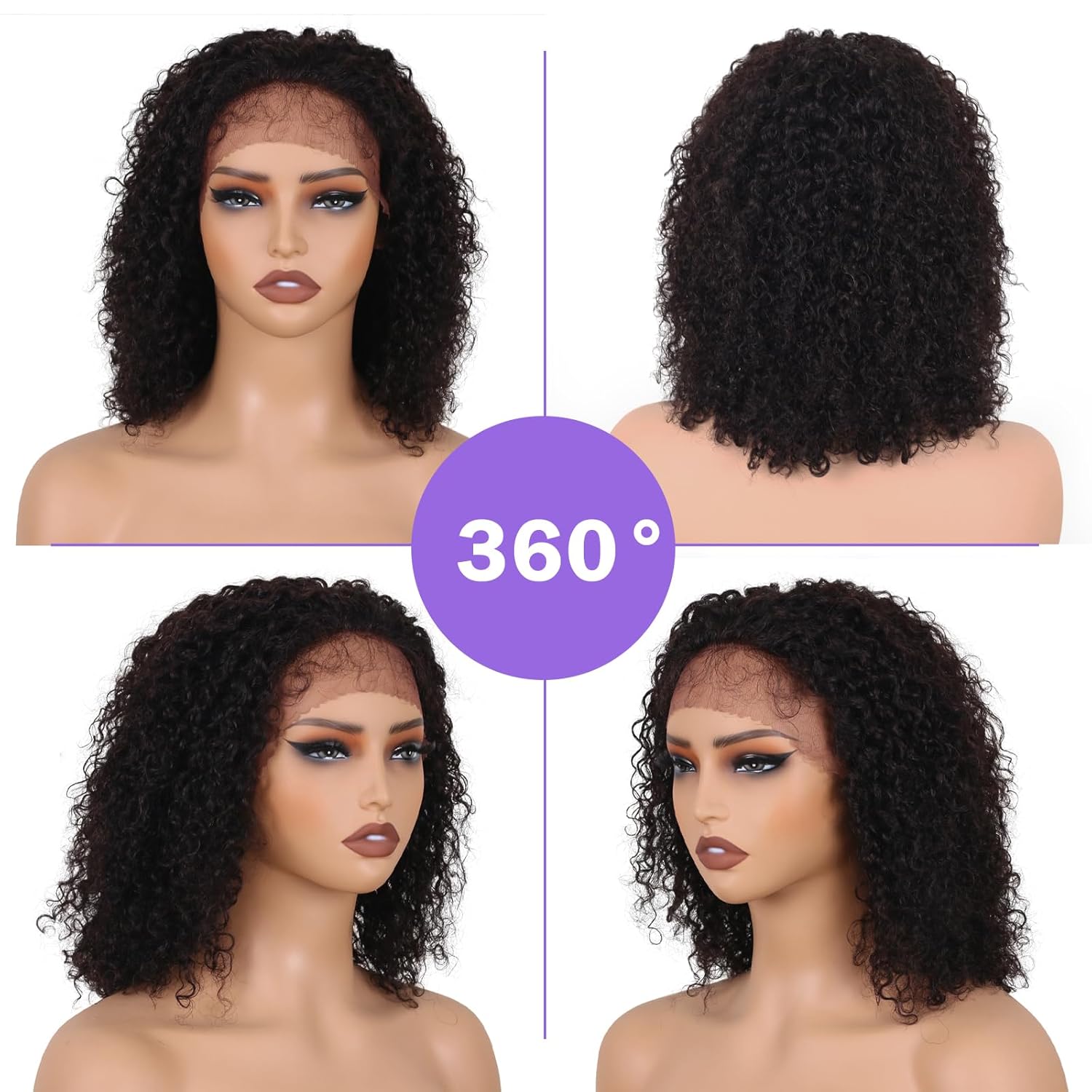 ManeMajesty14 Inch Kinky Curly Wigs Human Hair 13x2 Lace Front Wig with Pre Plucked Natural Hairline 180 Density with Baby Hair, Beginner-Friendly Glueless Wig for Black Women Natural Color