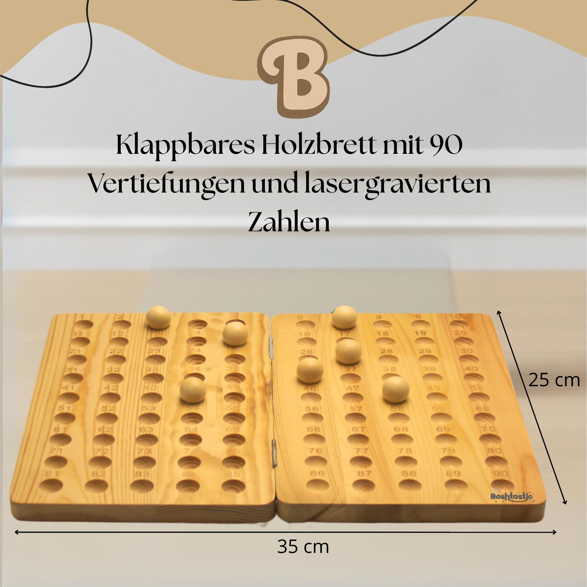 Bingo Spiel – Bingo mit Metalltrommel, 102 Wiederverwendbare Bingo Karten, Spielbrett aus Holz und 90 lasergravierte Holzkugeln. Bingosets – bereit für Familienspaß!