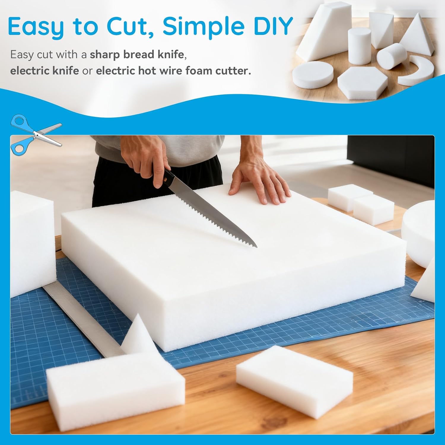 High-Density Foam Pad 6x24x72 Inch, for Sofa Replacement Cushions & DIY Projects, Upholstery Foam Durable and Anti-Collaps