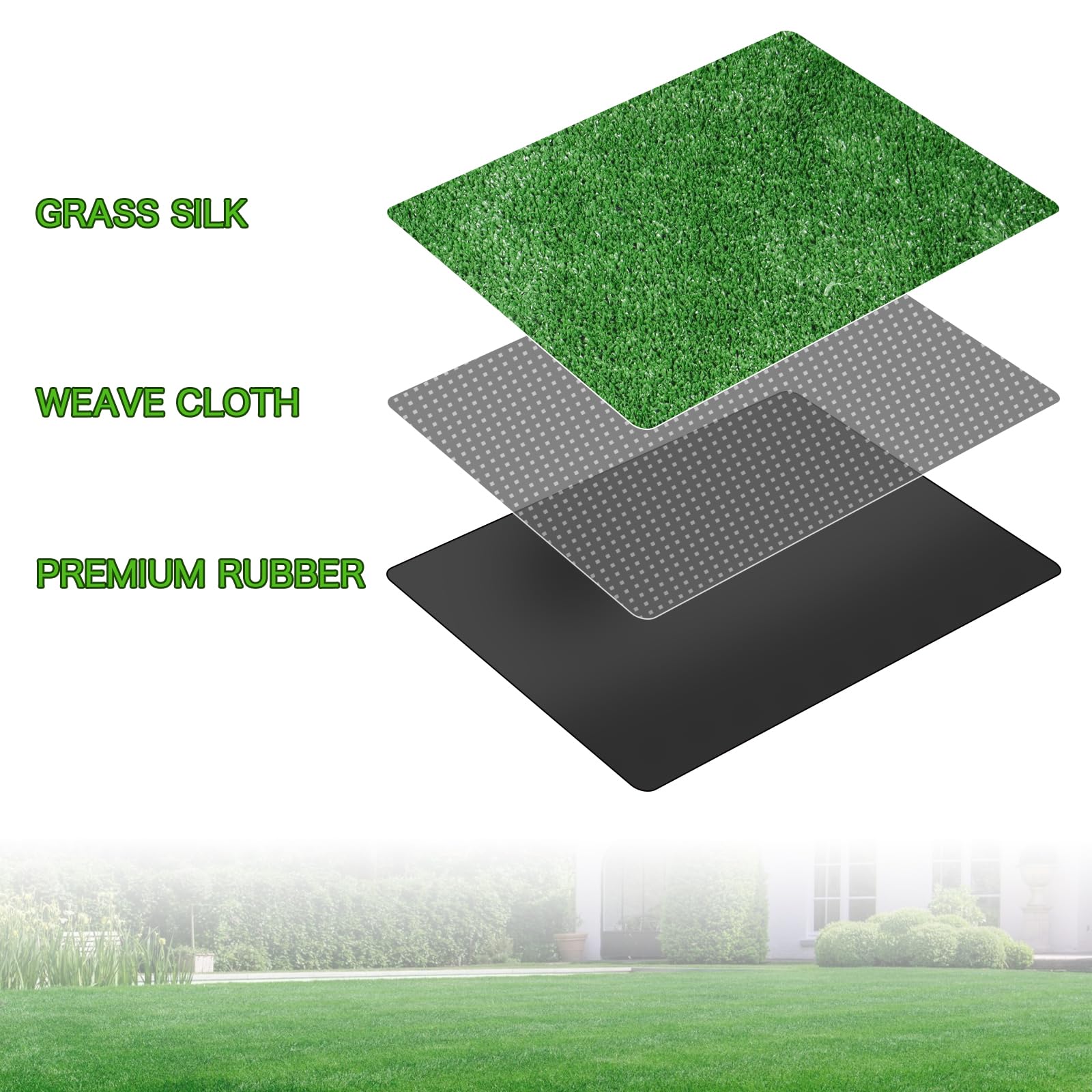 AYOHA Gazon artificiel naturel avec trous de drainage, tapis de gazon synthétique de 10 mm pour terrasse, jardin, pelouse, paysage, balcon, tailles personnalisées disponibles