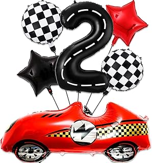 Décoration d'Anniversaire Voiture 2 Ans - Kit Ballon Course pour Enfant - Déco Cars