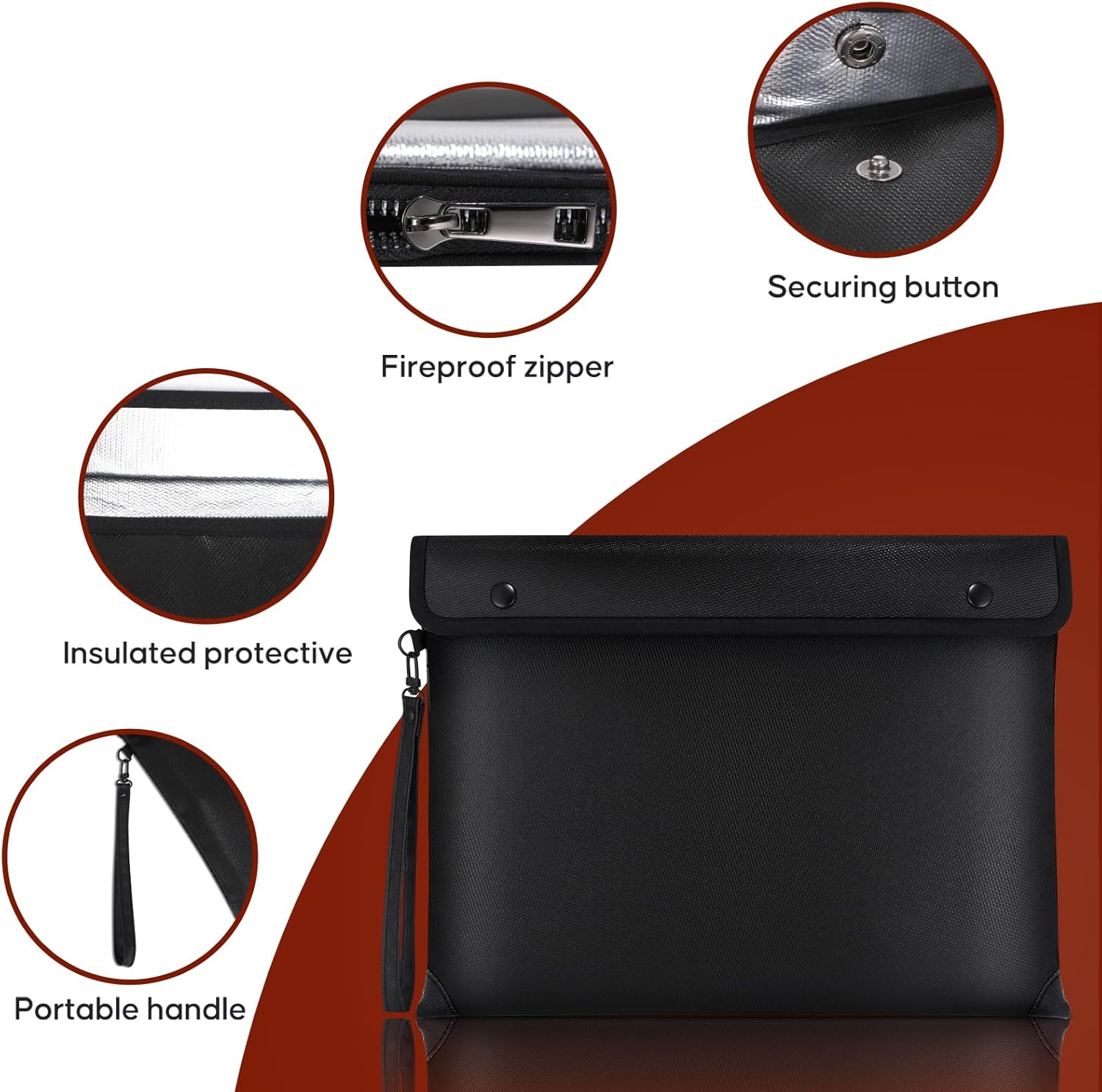 6500℉ Real Fireproof Document Bag, Wallet with Fire Proof Zipper, 8 Layer Material, Envelope Bag for A4 Size Documents, Id Card - Image 4