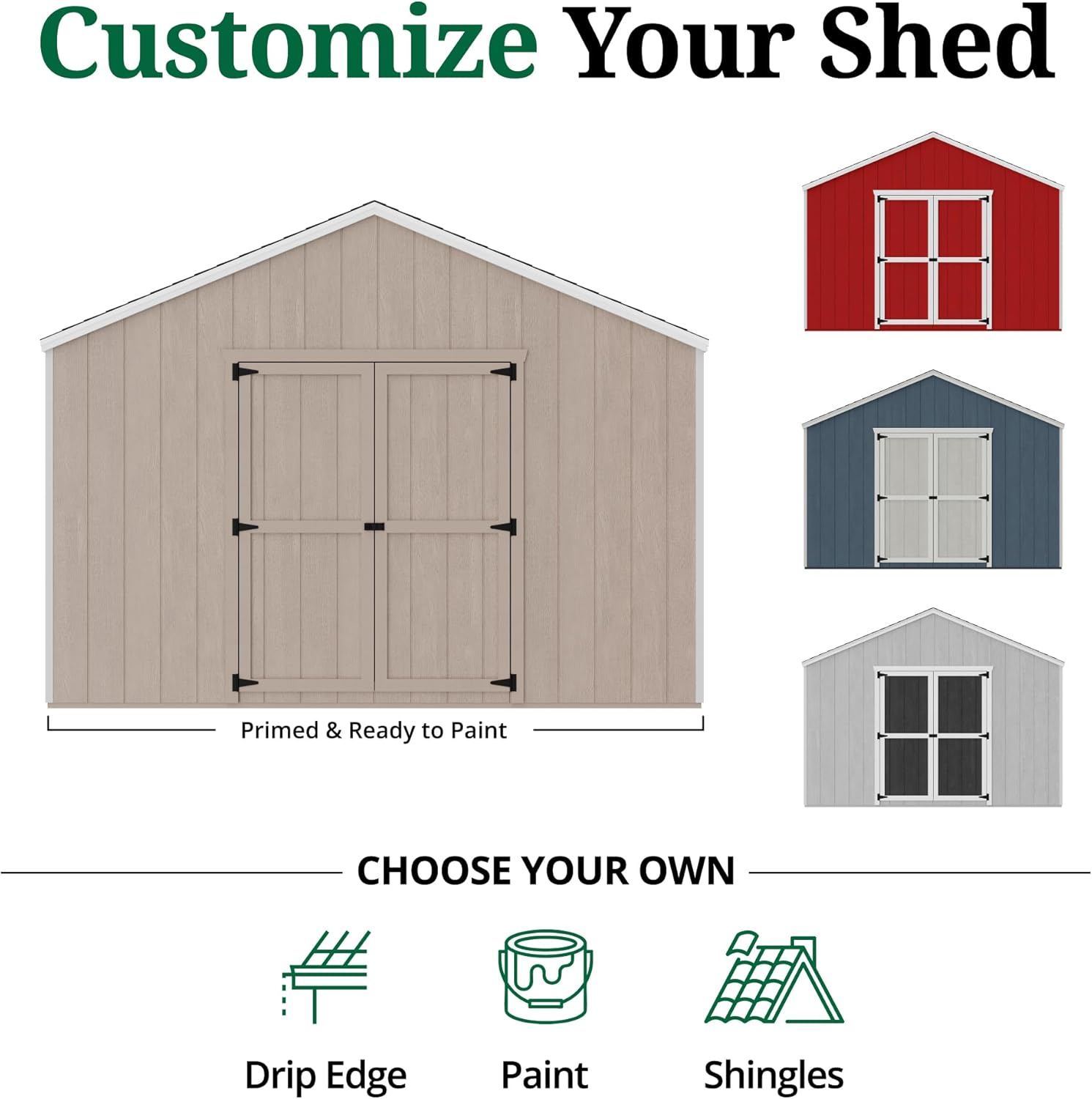 Little Cottage Co. 12x20 Value Gable Shed with Floor, Outdoor Wood Storage Do-It-Yourself Precut Kit