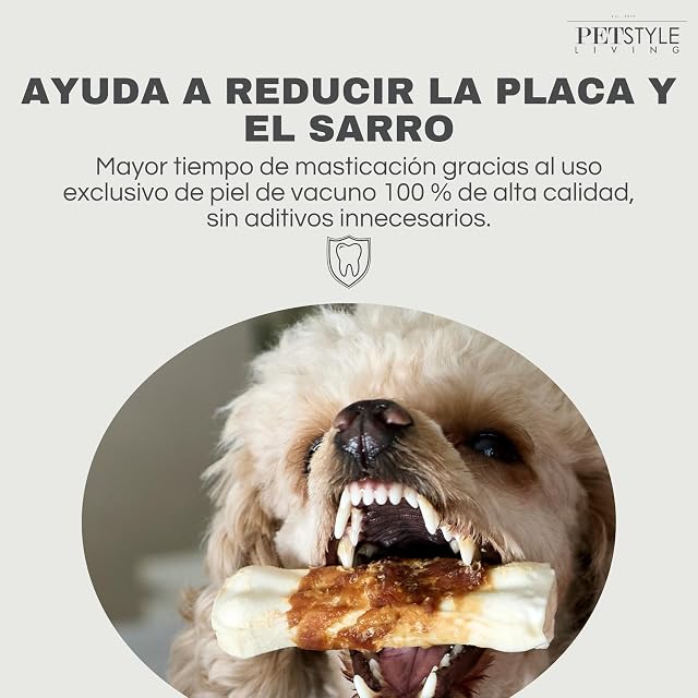 Foto 4 de 8 de Petstyle Living Hueso Prensado con Pollo - Snacks para Perros - 16 cm - Pack 6 Unidades