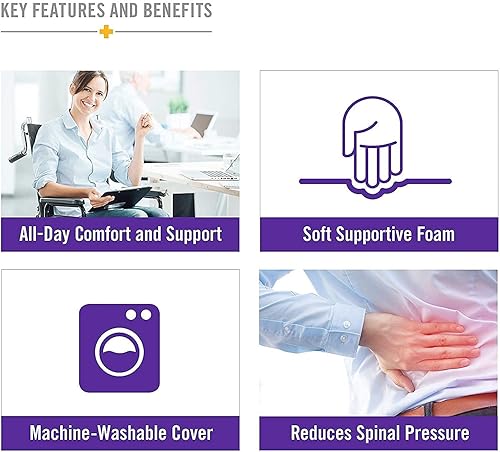 Miniatura 5 de DMI Cojín de asiento de coxis de espuma contorneada para silla o silla de ruedas, ayuda con el dolor de espalda de ciática, azul marino
