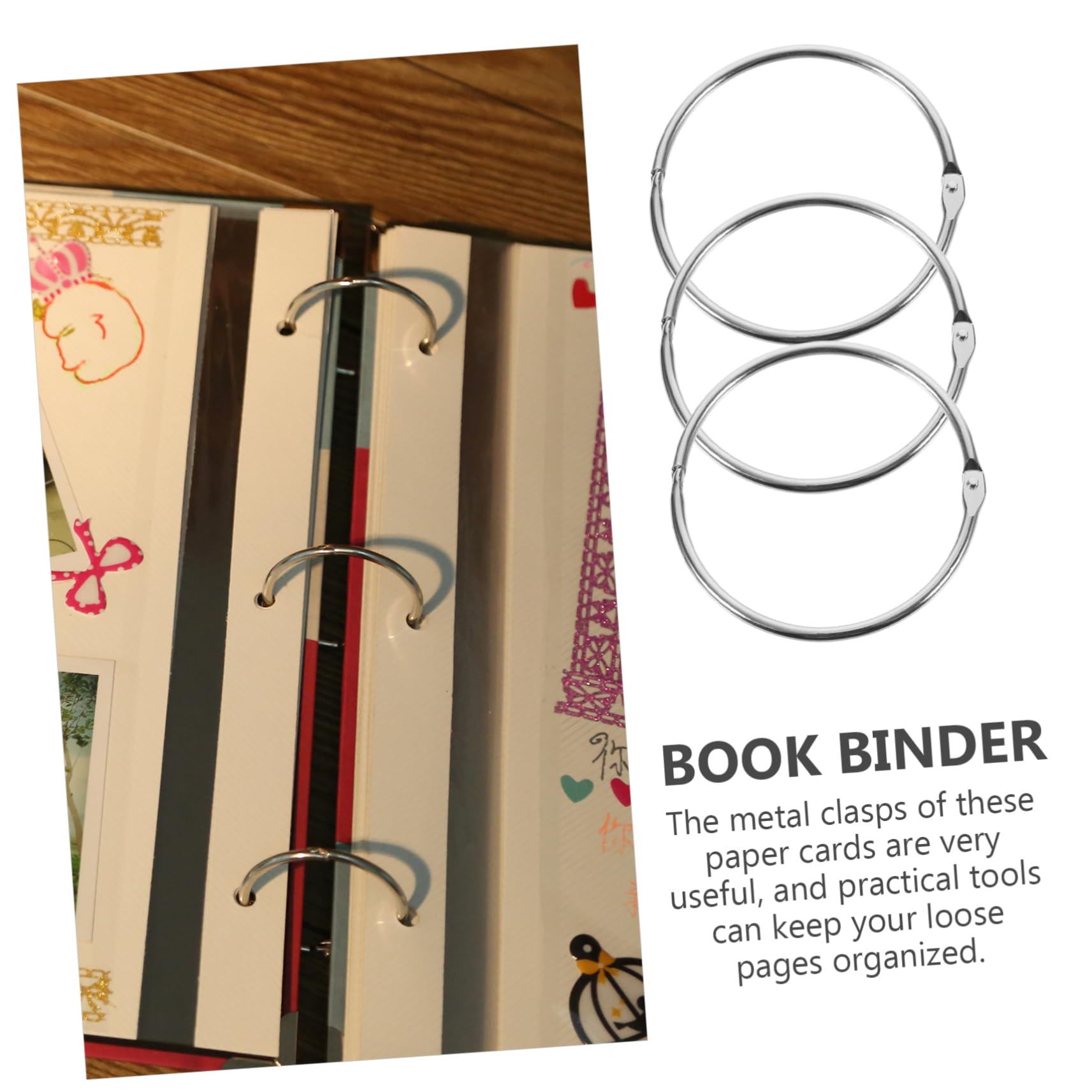 NUOBESTY 60 Stk Schnallen für lose Blattbinder sprengring bastelringe schlüsselanhänger ringe selber machen Schlüsselring-Clips bastelset hängende Schlüsselanhänger Karteikartenringe Eisen