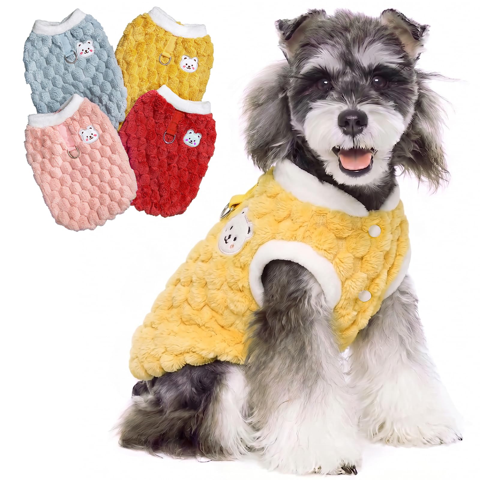 Hundepullover für kleine Hunde, extra warmer Rollkragenpullover, weicher Strickpullover, Hundemantel für Winter und Weihnachten, gemütliches Haustier-Outfit (Gelb, L)