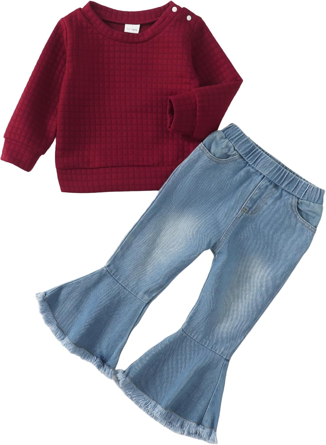 Mioglrie Toddler Baby Girl Clothes 2T 3T 4T 12 18 24 Months Toddler Fall Winter Girls Outfit Jeans Pants Clothing Set