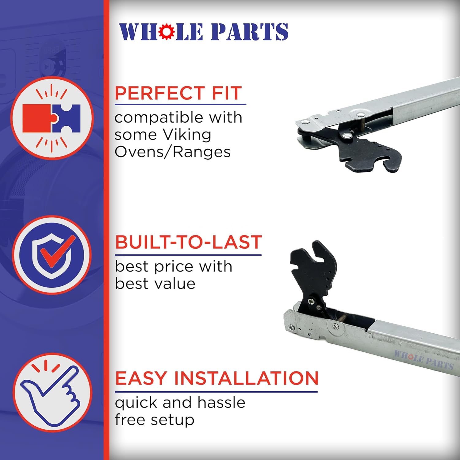 Upgraded Whole Parts Range/Oven D3 Hinge W/BK Spring Part# 036279-000 - Replacement and Compatible with Some Viking Ranges or Ovens
