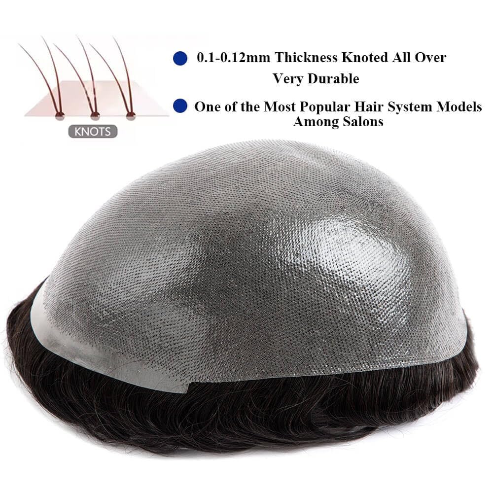 Toupee For Men 0.1mm Poly Skin Human Hair System For Men Men'S Toupee V-Loop Knots Durable Pu Toupee Human Hair Mens Wig Base Size 8X10 Inch 120% Density (#2) - Image 3