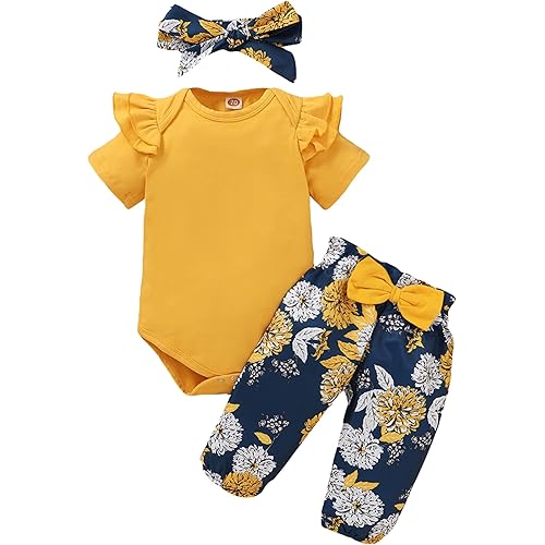 Infant Baby Girl Clothes Newborn Girl Outfit Long Sleeve Romper Pants Set Cute Baby Clothes for Girls Fall/Winter