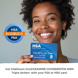 Vitalitown Glucosamine Chondroitin MSM, Turmeric, Collagen, Hyaluronic Acid, Boswellia, Quercetin, 11-in-1 Formula, Glucosamine Sulfate 1500 mg, No Shellfish, Flexibility & Comfort, 180 Caps