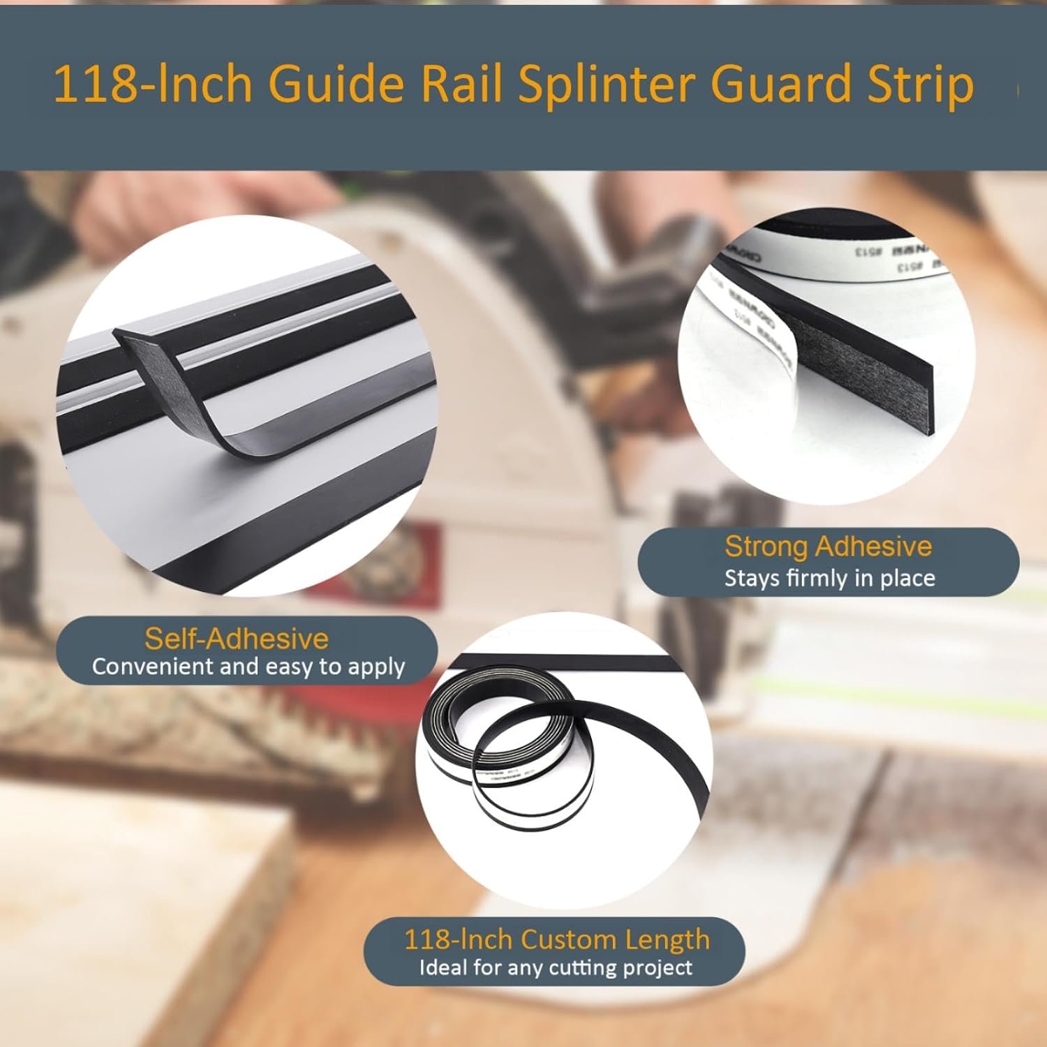 2PK Splinter Guard Replacement Strip for Makita 194419-4 Rails Tape -118”,Compatible with Wen Track Saw Guide and Other Similar Track Saw Rails,Easy-to-Replace Accessories for Precision Cutting