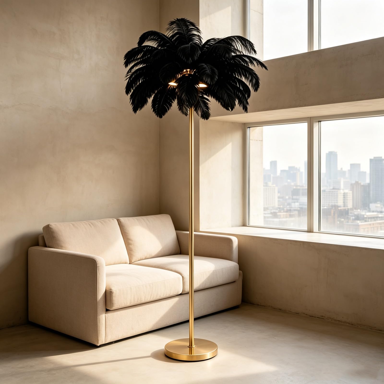 LCNDKF Multi-Scene Feather Floor Standing Lamp Integrated LED