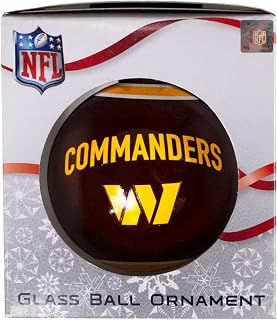FOCO NFL Glass Ball Ornament - Limited Edition Christmas Ball Ornament - Show Your Team Spirit with Officially Licensed Fan Gear (Washington Commanders)