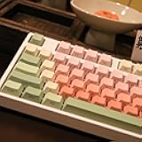 TIMSEKER 130-Key PBT Keycap Set, Gradient Red and Green Watermelon Inspired Design, Cherry Profile Side Print Shine Through Custom Keycaps for ANSI Layout Mechanical Keyboards
