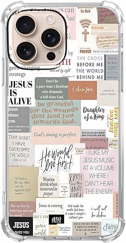 Miniatura 39 de Cubierta de Teléfono con Versículos de la Biblia y Citas Cristianas de Jesús en Collage, Funda Protectora Suave de TPU de Moda para iPhone 16 Pro,