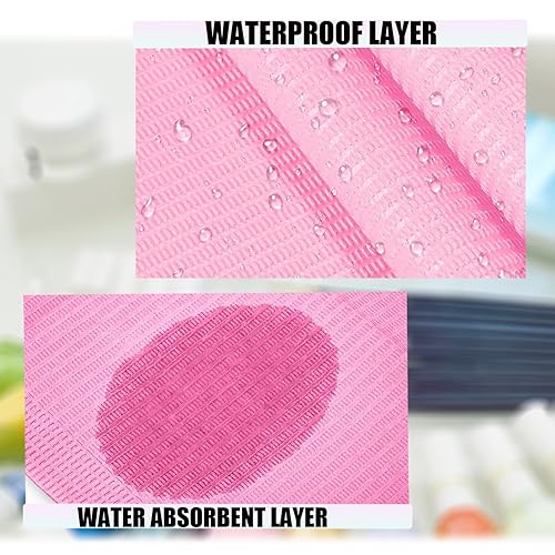 Miniatura 3 de Baberos dentales rosas de 13 x 18 pulgadas, 3 capas, impermeables, desechables, para pacientes, cubierta de bandeja para dentistas y suministros