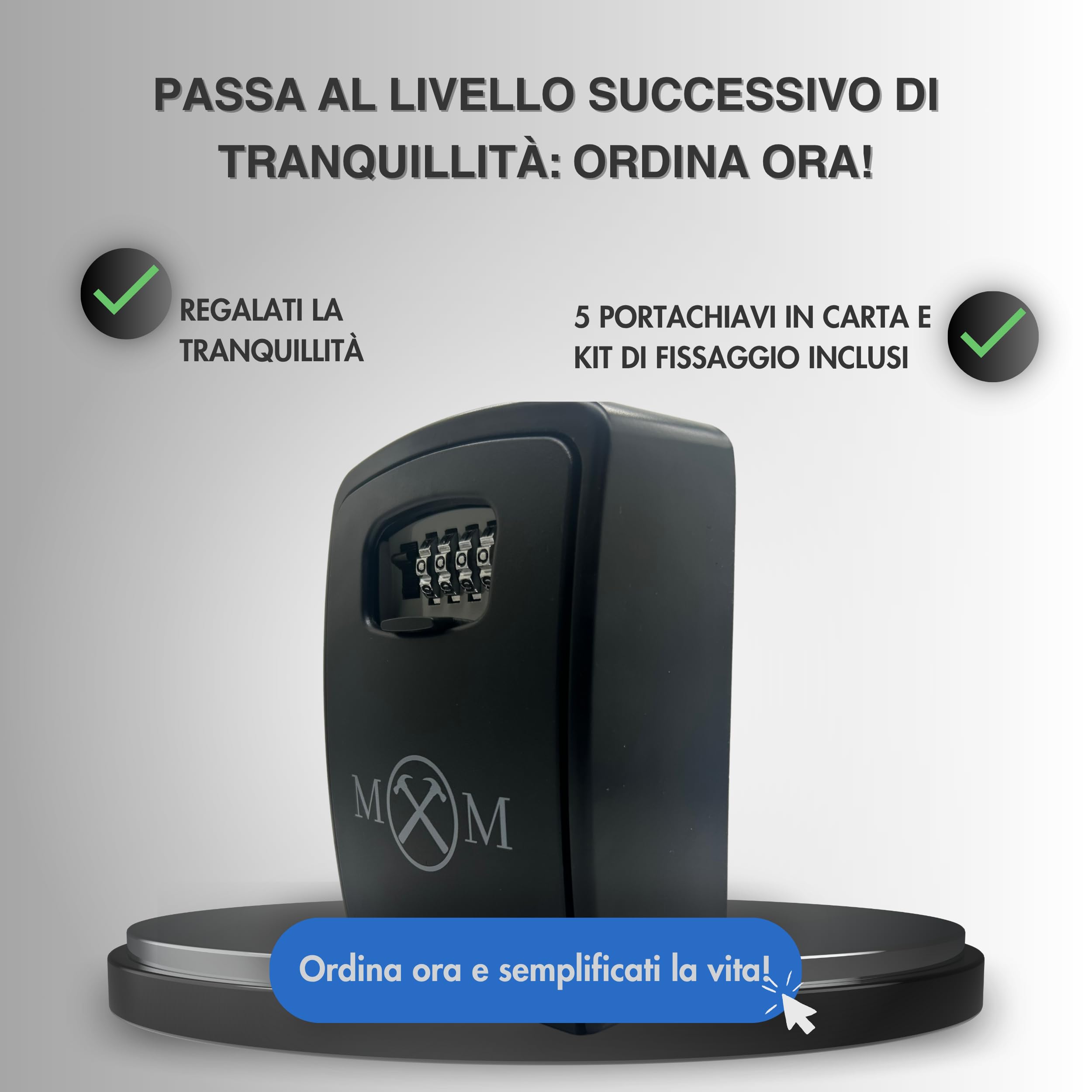Cassetta chiave sicura da parete con codice, scatole a chiave interne esterne serratura securise 4 cifre, casa, garage, fissaggio a parete impermeabile, grande capacità di archiviazione XL