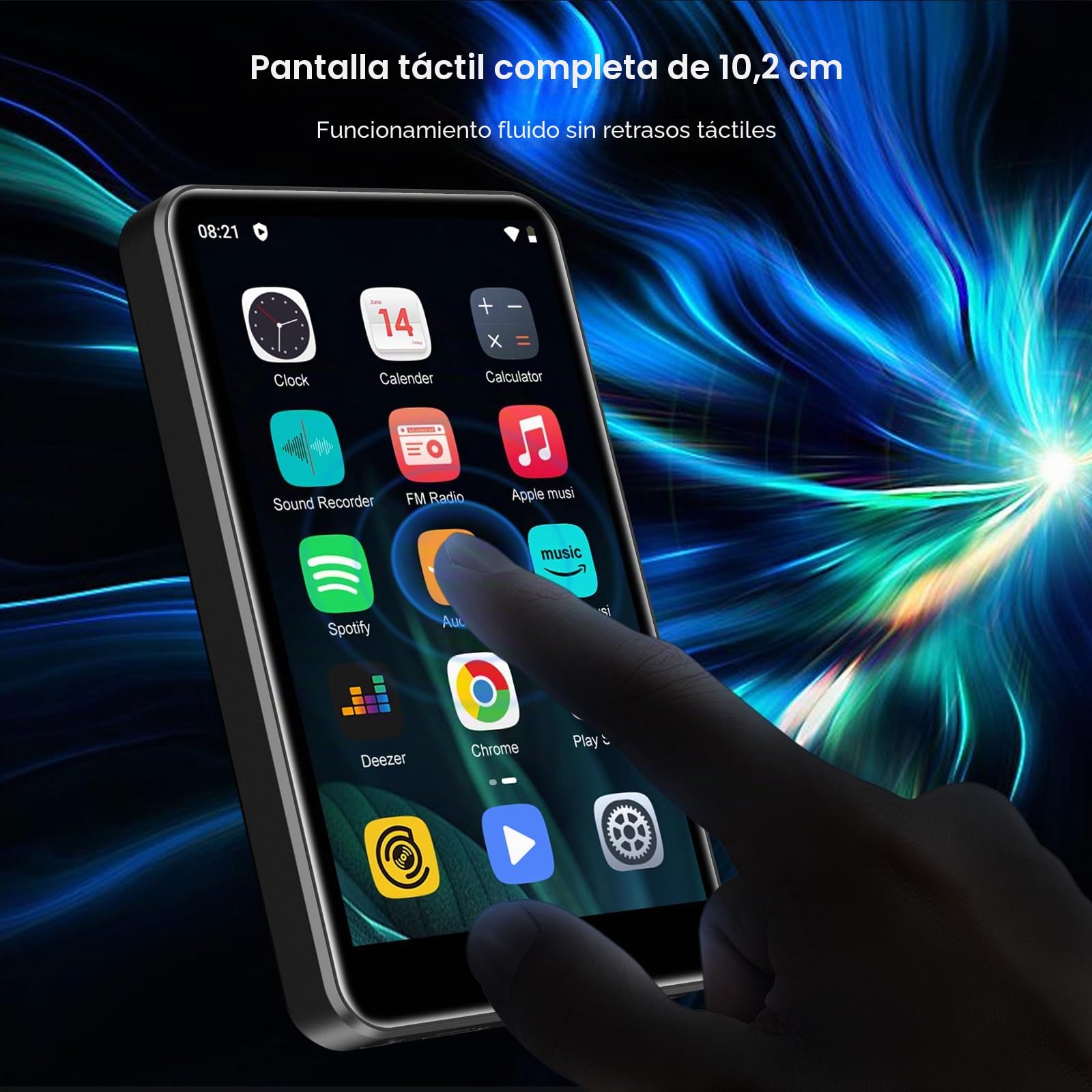 Reproductor MP3 con Bluetooth y WiFi, ZAQE 80 GB de Memoria y Sistema operativo Android, Pantalla táctil de 4 Pulgadas, música de Spotify, Altavoz Integrado, Radio FM, Reproductor MP4 para niños.