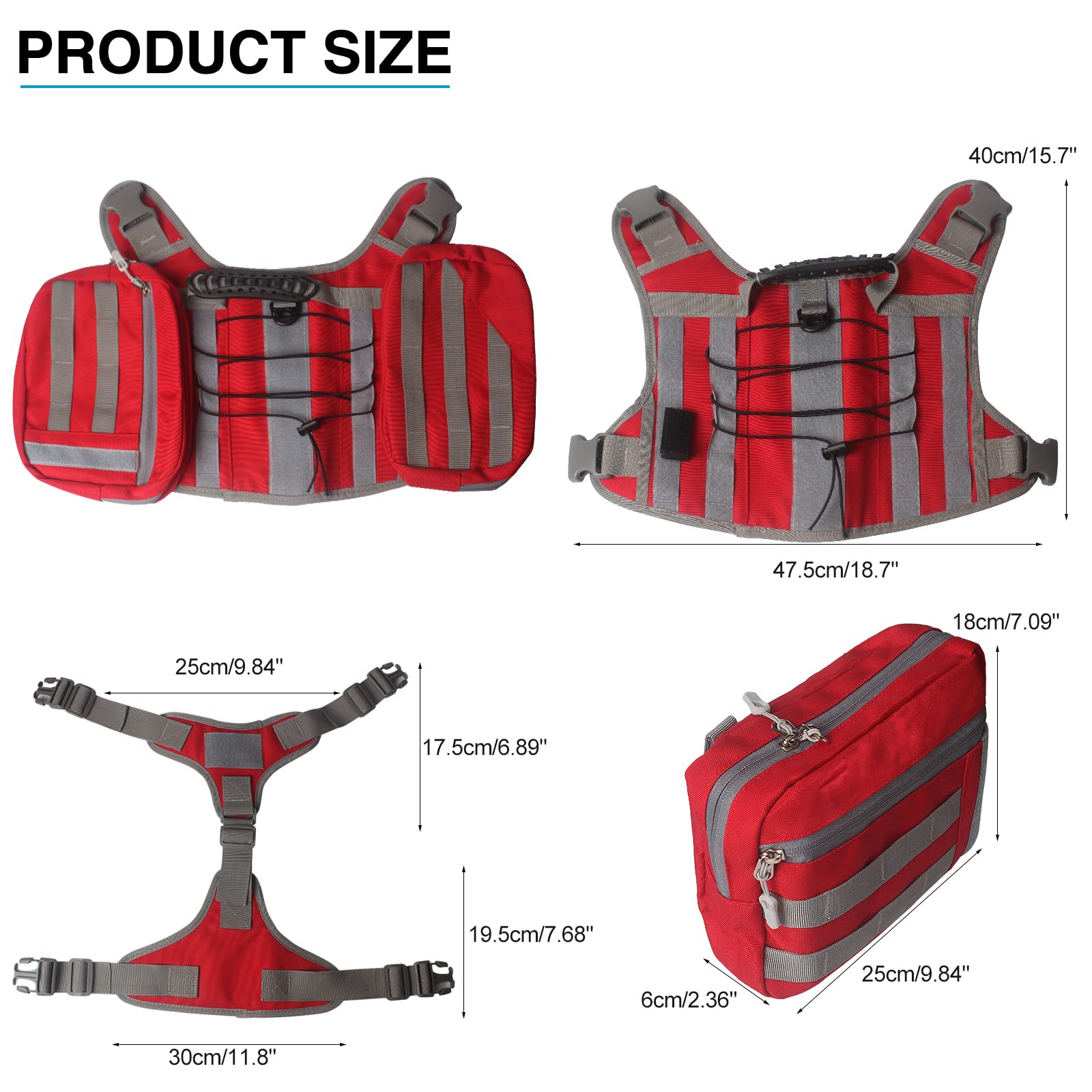 Mochila para perro con arnés para perros grandes - Mochila impermeable para senderismo con bolsillos laterales desmontables, bolsa de sillín ajustable de diseño en Y para entrenamiento