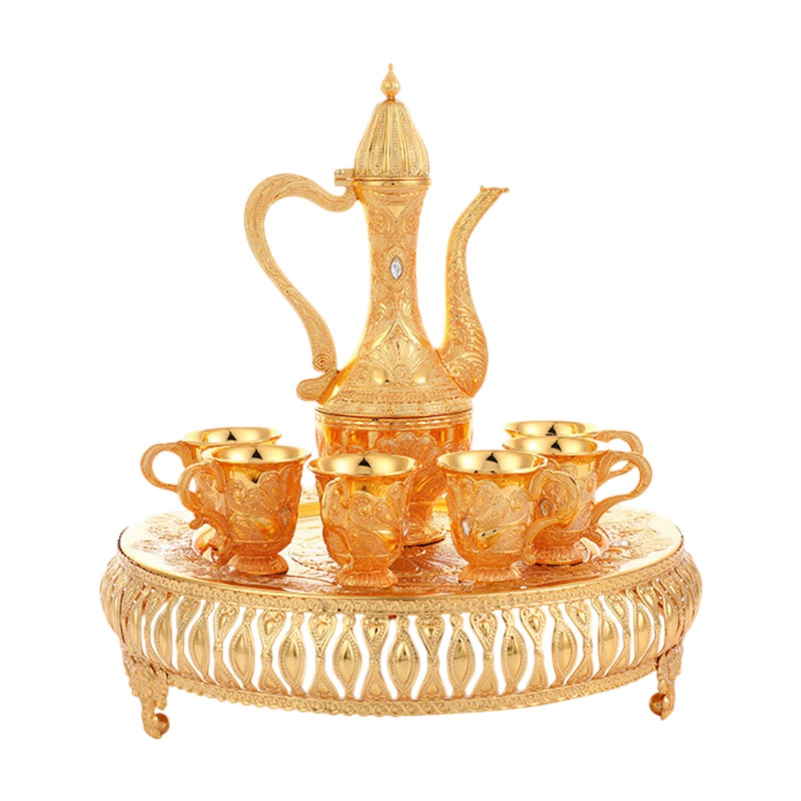 Service de thé Fenteer or avec 6 tasses pour partager un moment convivial entre amis au salon