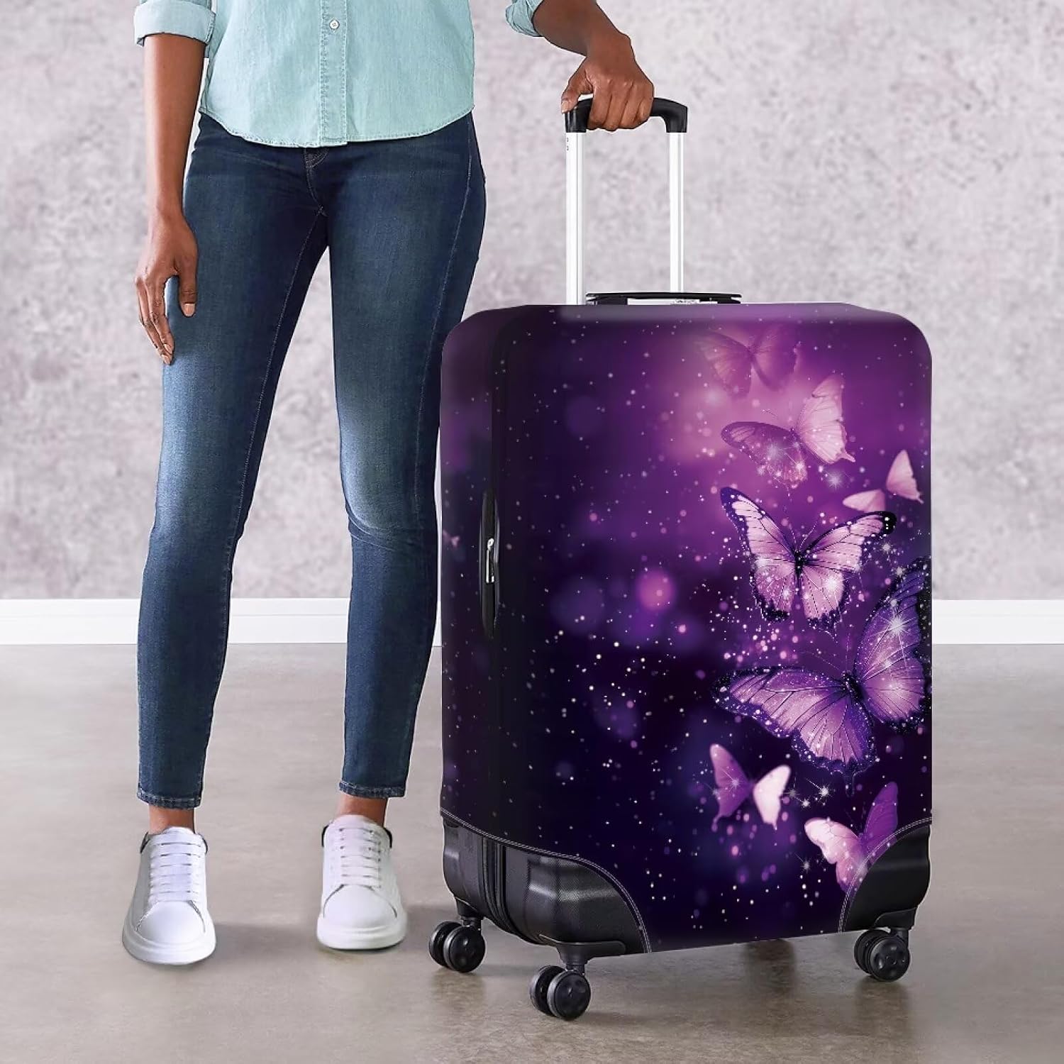 Butterfly Luggage Cover Suitcase Covers for Luggage Anti Scartch Luggages Wraps for Suitcase Luggages Sleeve Travel Suitcases Covers Protective Skin Carry On Baggage