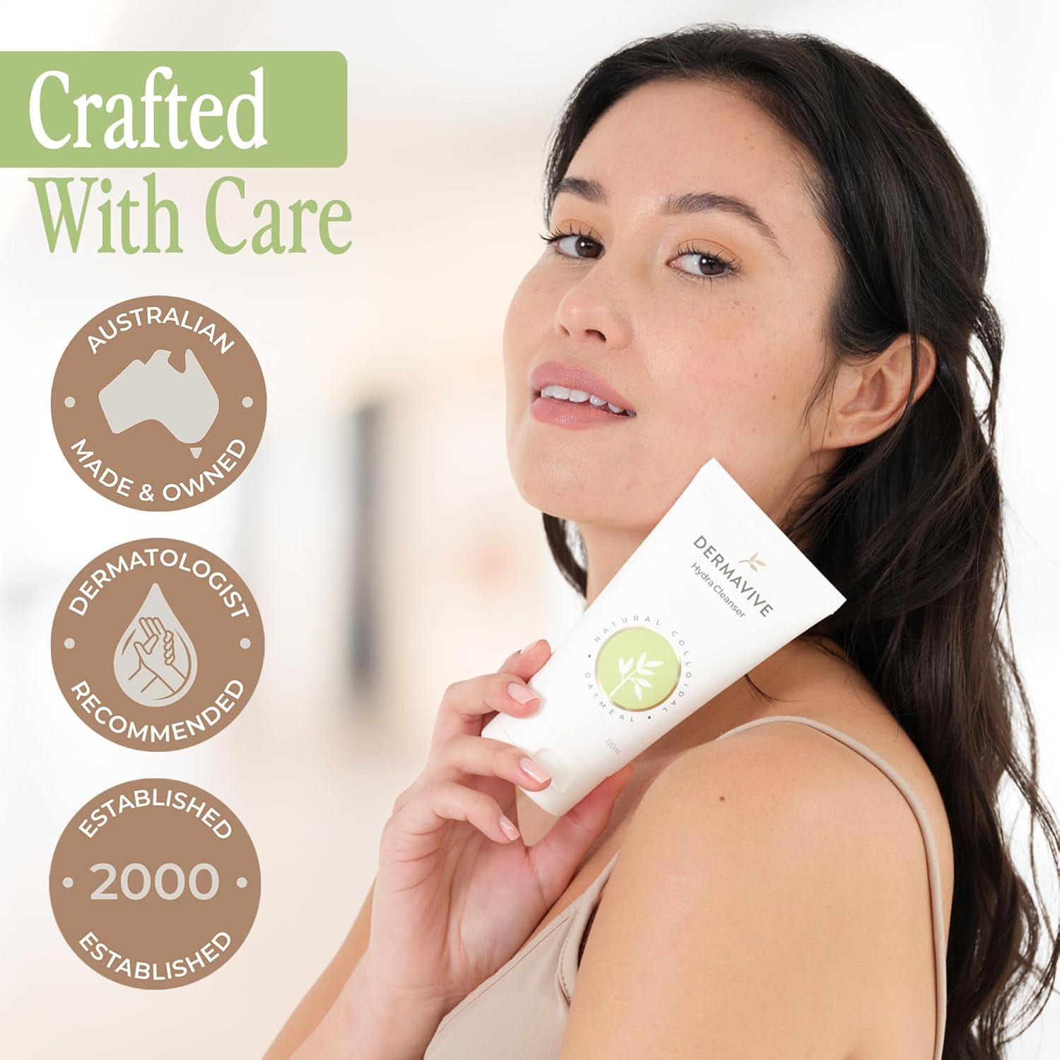 Dermavive Sensitive Skin Care Bundle – Hydrating Facial Cleanser 120ml + Oatmeal Body Hydrator 120ml + Dry Skin Crème 100g | For Dry, Flaky, Itchy & Sensitive Skin | With Colloidal Oatmeal & Vitamin E