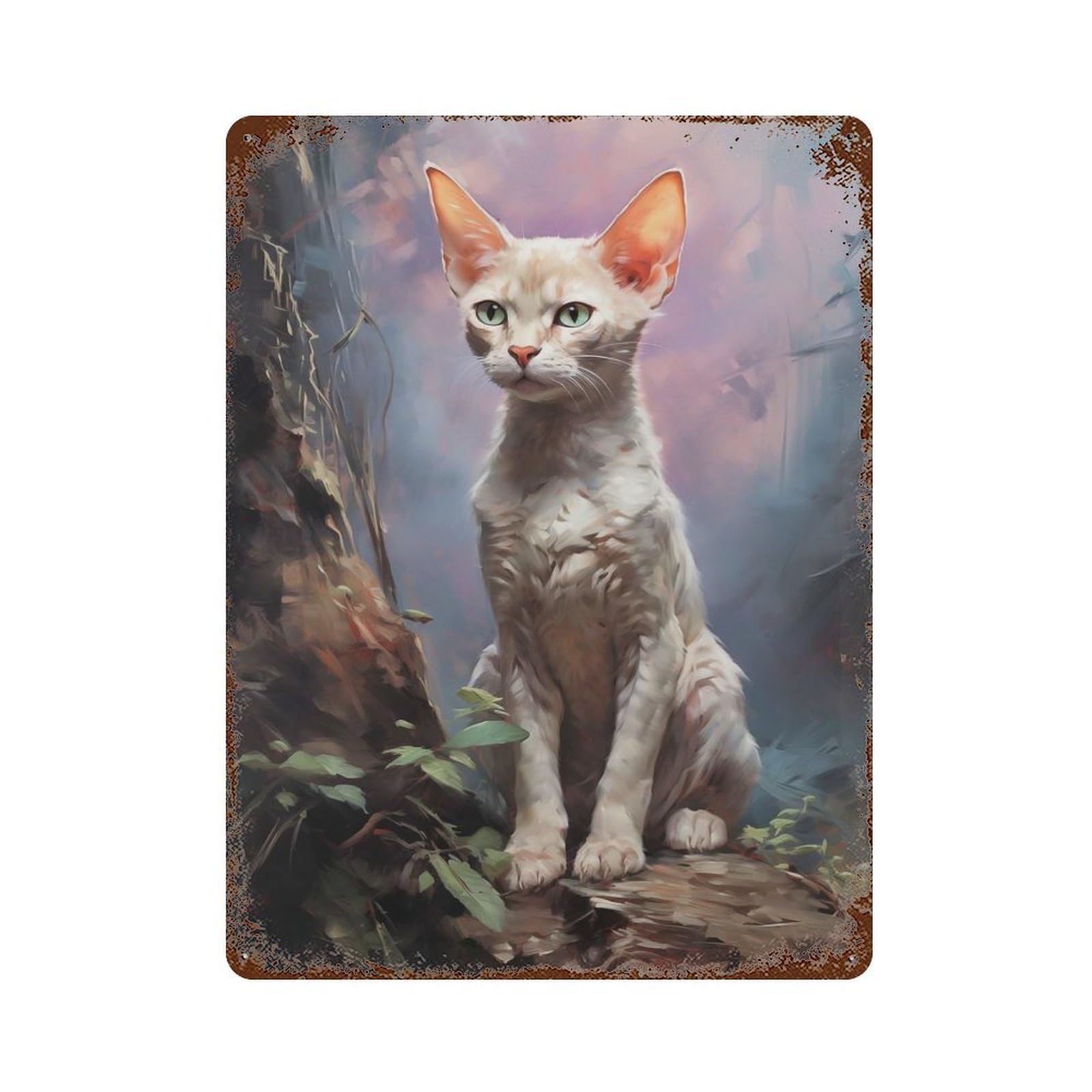 Devon Rex Cat Rusty Metal Tin Sign 15.7"x11.8", Rustic Home Decor for Living Room, Hallway And Home Decor