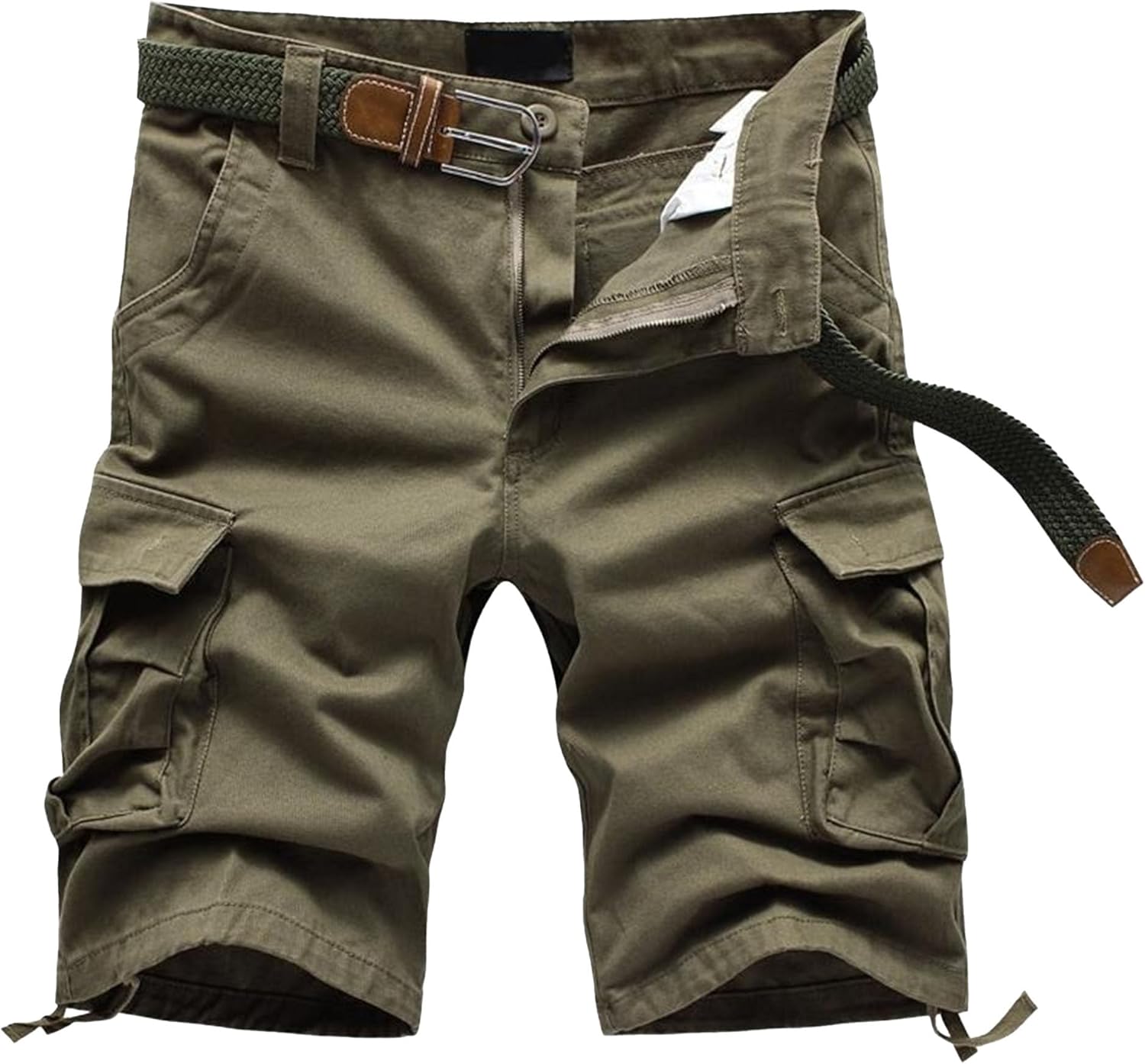 Men's Plaid Cargo Shorts Lightweight Multi Pocket Casual Short Pants Summer Outdoor Loose Shorts No Belt