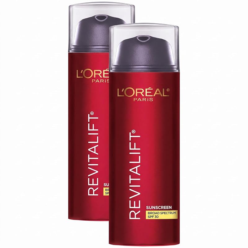 Protetor solar facial L'Oreal Paris Revitalift Triple Power FPS 30 com Pro-Retinol, ácido hialurônico e vitamina C, 50 mL, pacote com 2