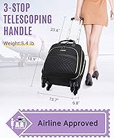 Vista 2 de LIGHT FLIGHT Rolling Laptop Bag Rolling Briefcase for Women Computer Bag with Wheels Case for Carry on Travel Work Business