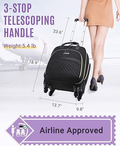 Miniatura 2 de LIGHT FLIGHT Rolling Laptop Bag Rolling Briefcase for Women Computer Bag with Wheels Case for Carry on Travel Work Business