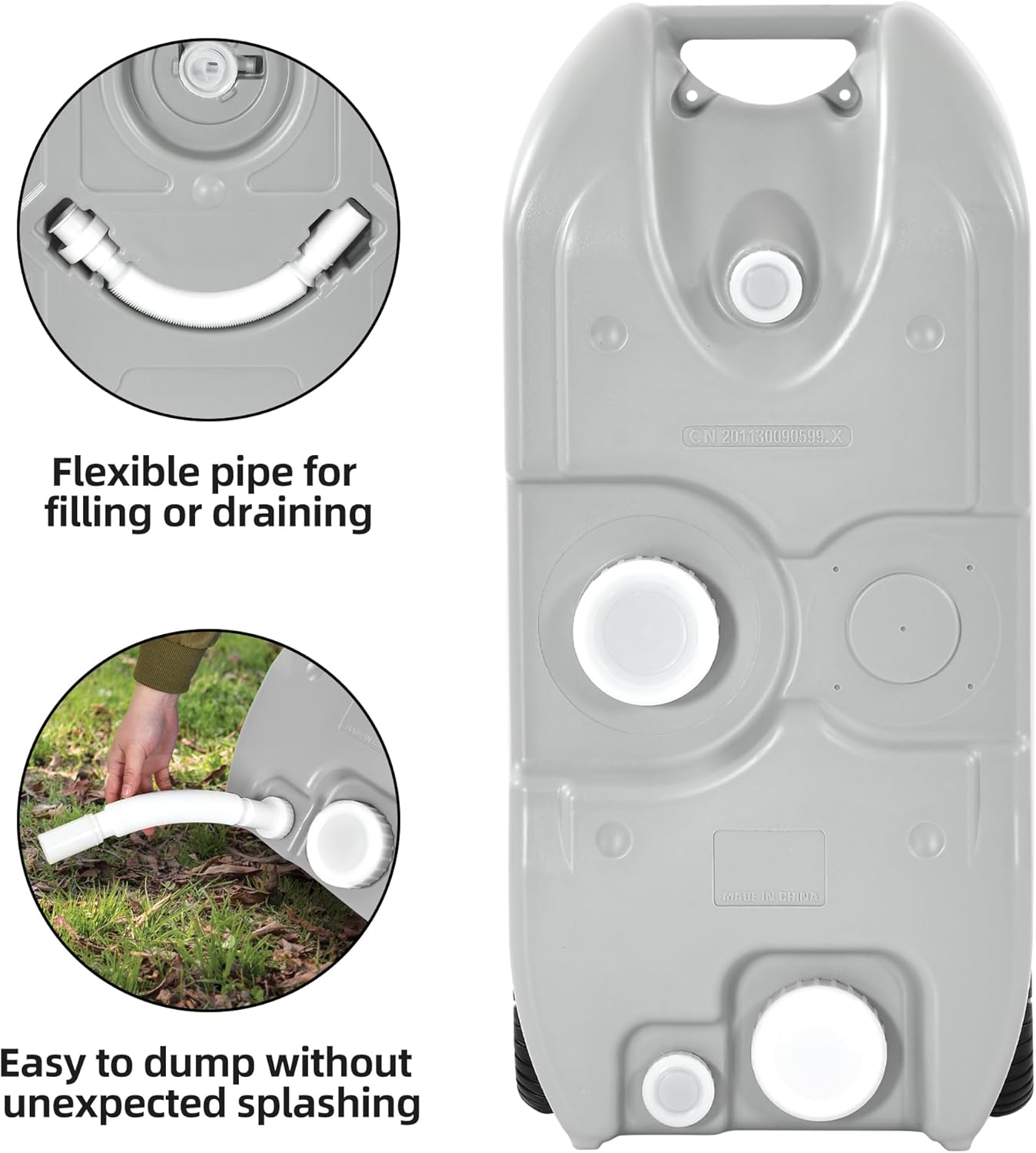 YITAHOME 10.6 Gallon Large Capacity Portable Water Holding Tank with Metal Handle Odorless Tote for Camper with Large Wheels, Filling Port, Hose, Faucet, Handles for Easy Carry & Fast Empty, Grey