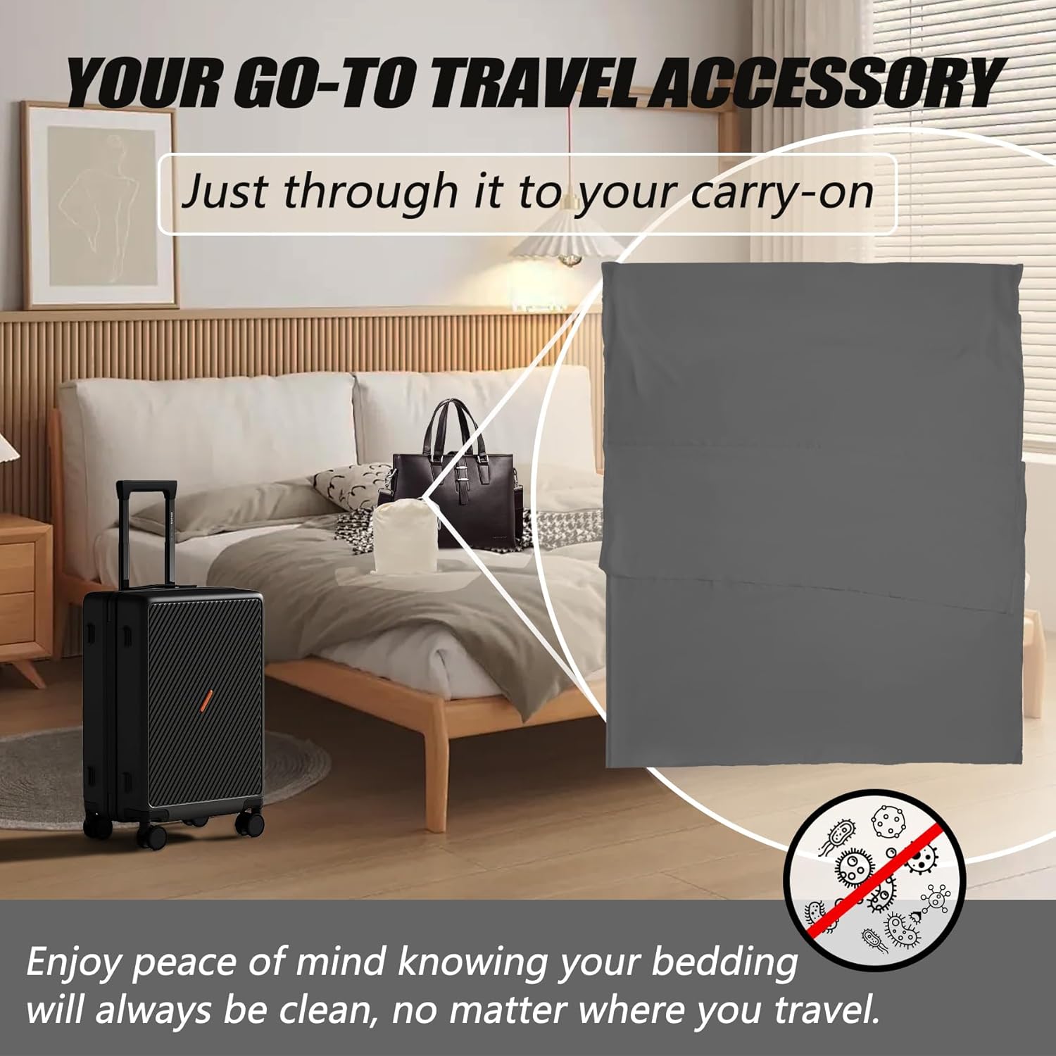 Sleeping Bag Liner,Long Staple Cotton, Adult Sleep Sack & Travel Sheets,Travel Sleep Sack for Backpacking, Hotels & Hostels Lightweight Travel Sheet Camping Sheets,Has Full Length Zipper