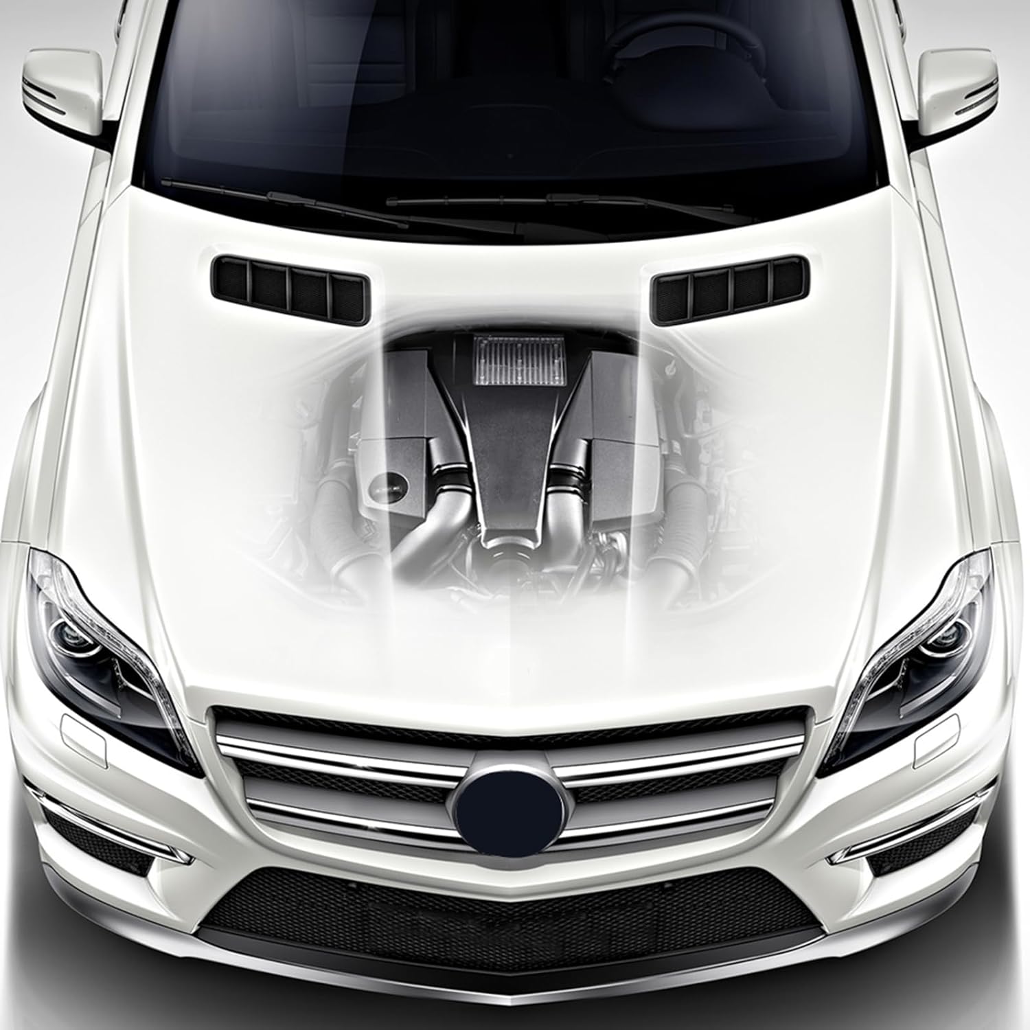 Driver and Passenger Side Front Hood Air Vent Grille Cover Trim Fits for Mercedes Benz W166 GL Class GL350 GL450 GL550 GL63 AMG ML350 ML550 ML63 2013-2016 Repalce 1668800105 1668800205