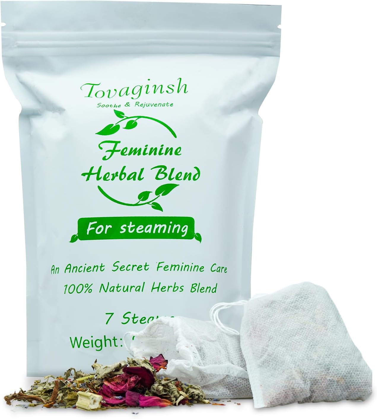 Yoni Herbs for Women Cleansing - Ph Balance and Rejuvenate for Women, 100% Natural V Steaming Herbs, Organic Herbal Blend, 7 Filter Bags Vaginal Herbs, 3.17oz