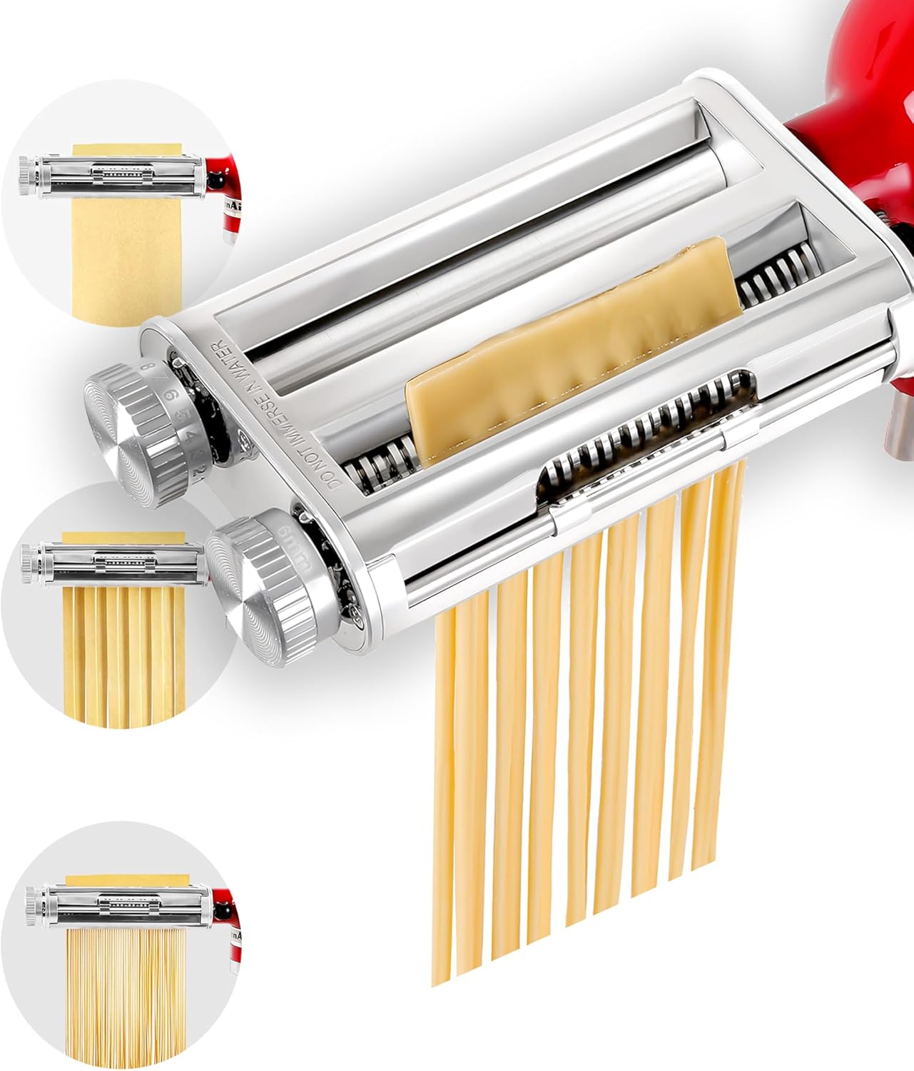 Pasta Maker Attachment for KitchenAid Stand Mixers, 3 in 1 Set Pasta Machine Attachment included Pasta Sheet Roller, Spaghetti Cutter, Fettuccine Cutter