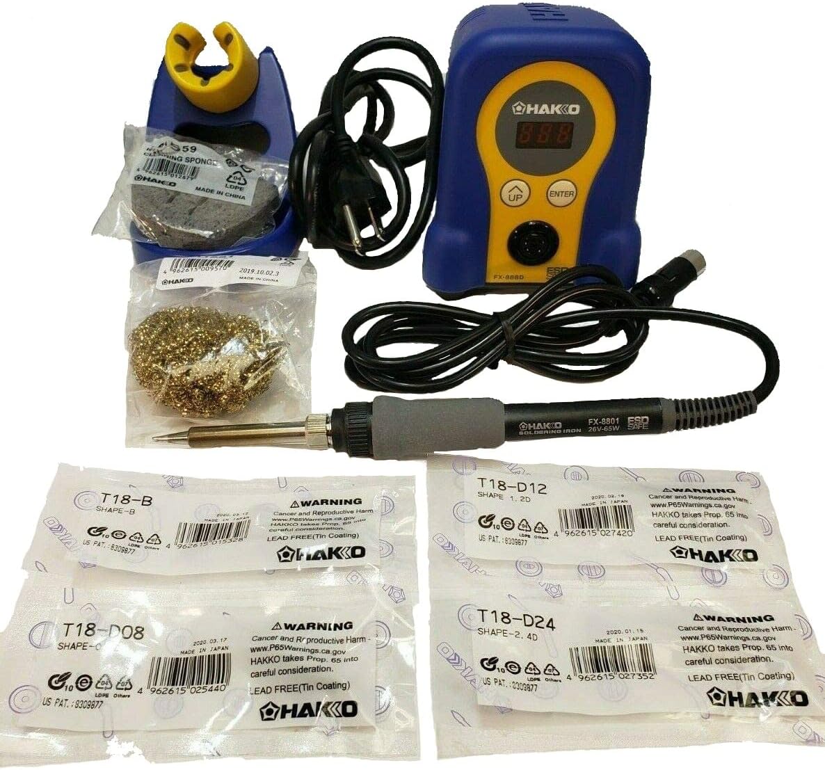 Hakko FX888-23BY Soldering Station with T18-B/D08/D12/D24 Tips