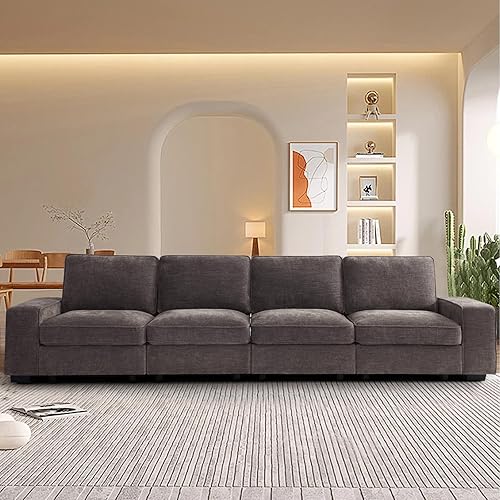 Miniatura 17 de TEKAMON Sofá Modular de 100" con Almacenamiento en los Asientos, Cómodo Sofá de Tela Chenilla de 3 Plazas para Sala de Estar, Oficina, Apartamento