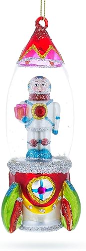 Astronauta pionero dentro de la nave espacial, adorno navideño de vidrio soplado Astronauta pionero dentro de la nave espacial, adorno navideño de vidrio soplado