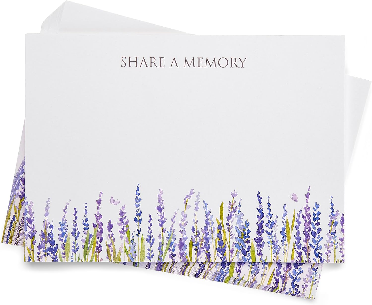 ANGEL & DOVE Funeral Remembrance Cards, Pack of 50, 'Share a Memory' Lavender Design