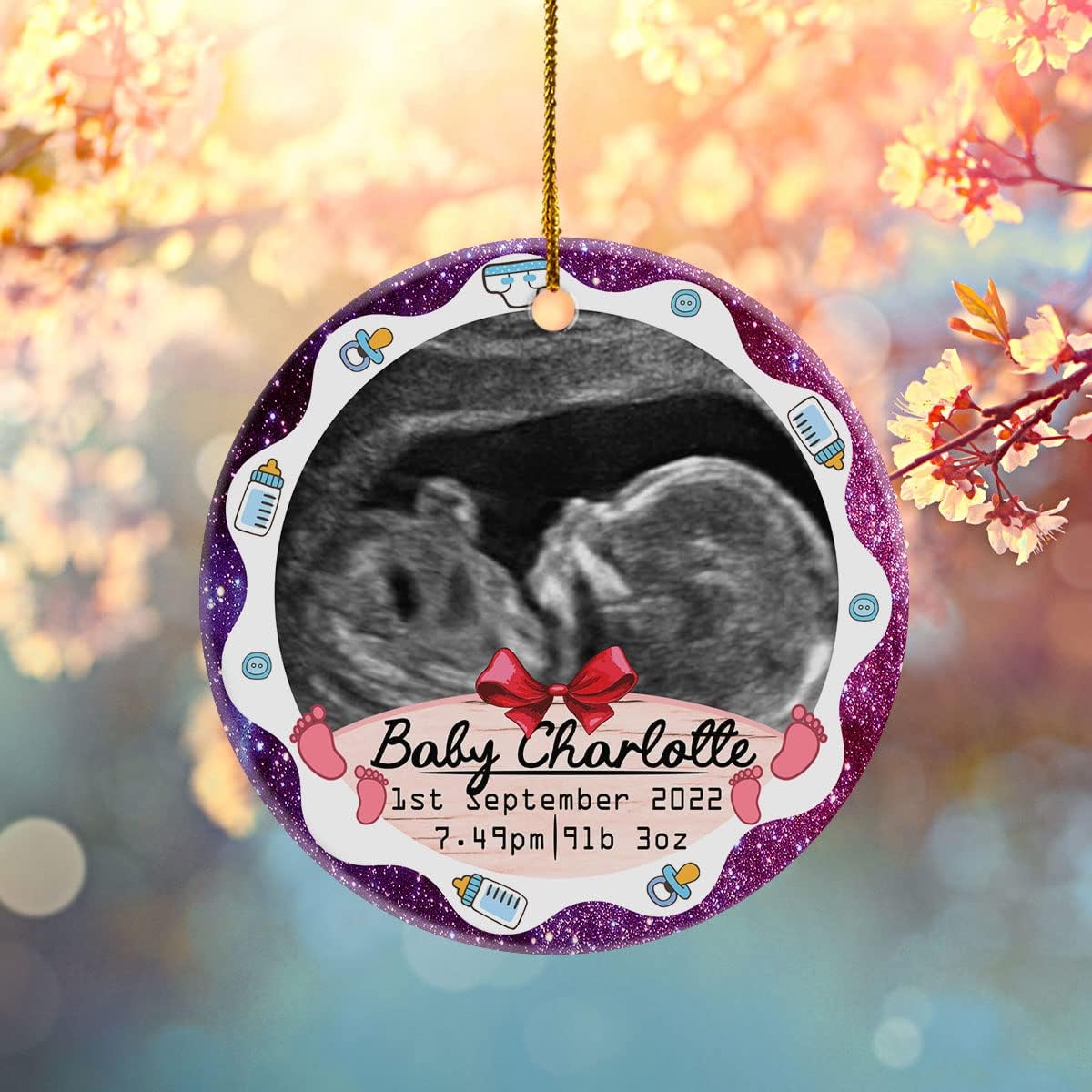 Personalized Ornament, Custom Ultrasound Ornament, Keepsake for NewBorn Baby, Custom Photo Ornament, Gift for Expectant Mom, Expectant Dad, New Grandma Gifts, New Baby Ornament 13