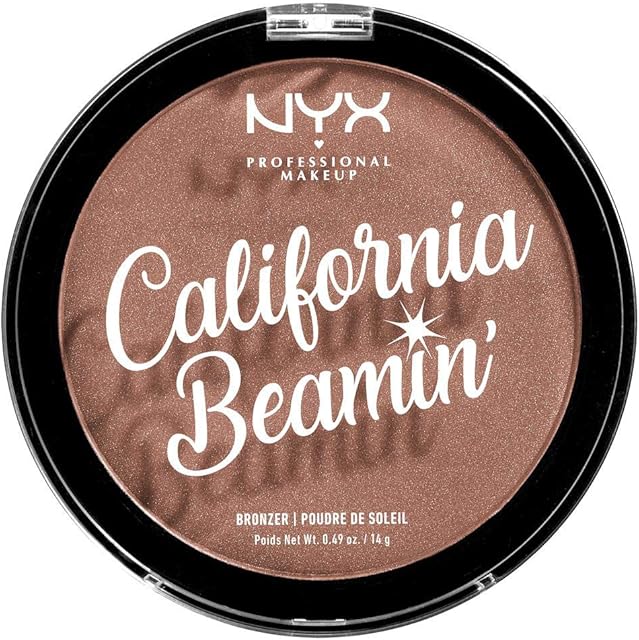 NYX Professional Makeup California Beamin' Face and Body Bronzer, Shimmery Pressed Powder, Large Format, Vegan Formula, Satin Finish, 14 g, Shade: Free Spirit