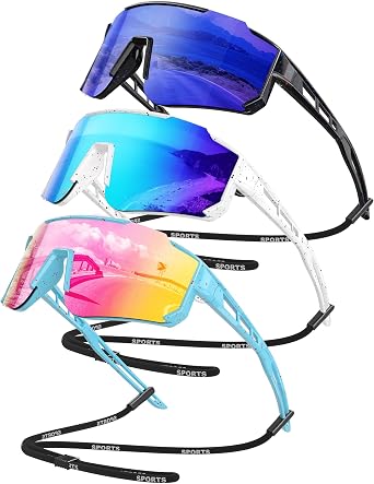 Kids Polarized Baseball Softball Sports Sunglasses for Boys Girls | Youth Cycling Outdoor Sports Sun Glasses Bulk for Ages 3-12 UV Protection with Strap